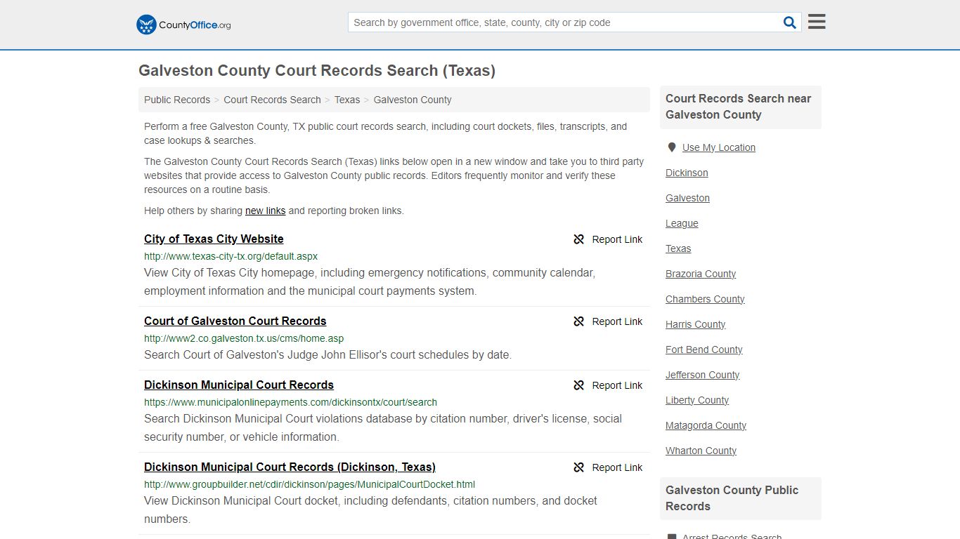 Galveston County Court Records Search (Texas) - County Office
