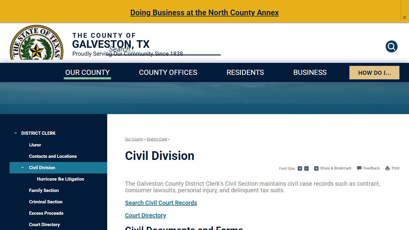 Civil Division | Galveston County, TX