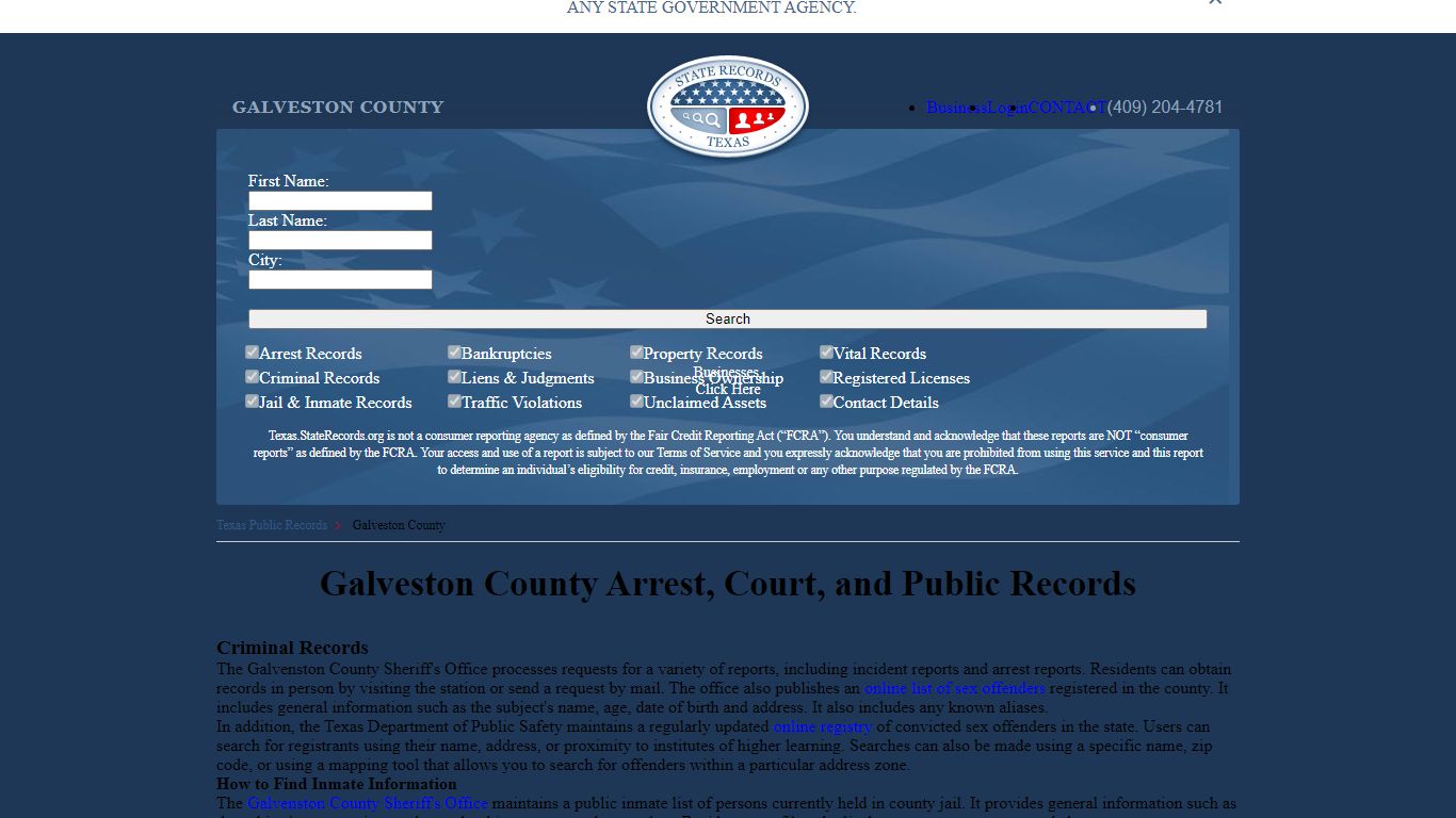 Galveston County Arrest, Court, and Public Records